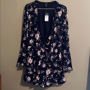 Navy Blue Flower Romper